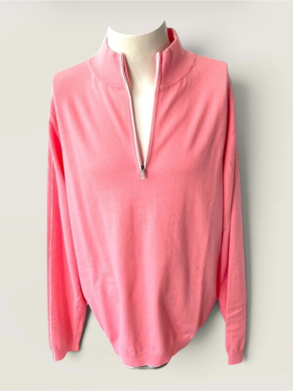 FOOTJOY 1857 CASHMERE BLEND Pink Half Zip Pullover Size Large